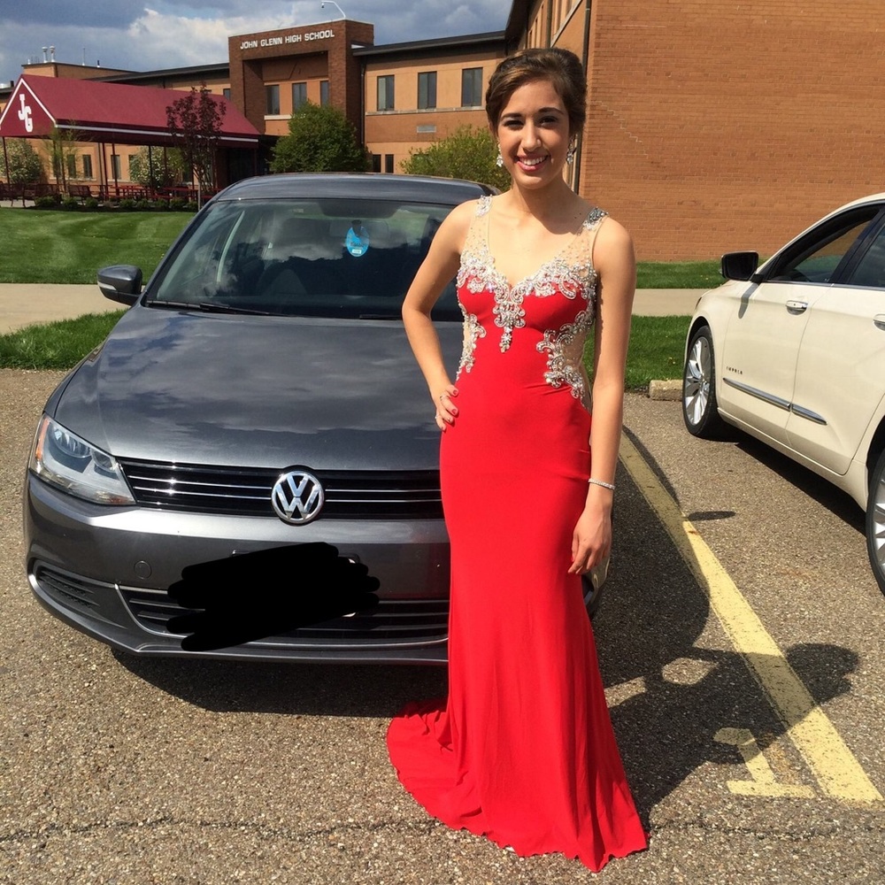 Beautiful red prom dress.